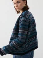 FAIR ISLE PATTERED WOOL BLEND CARDIGAN