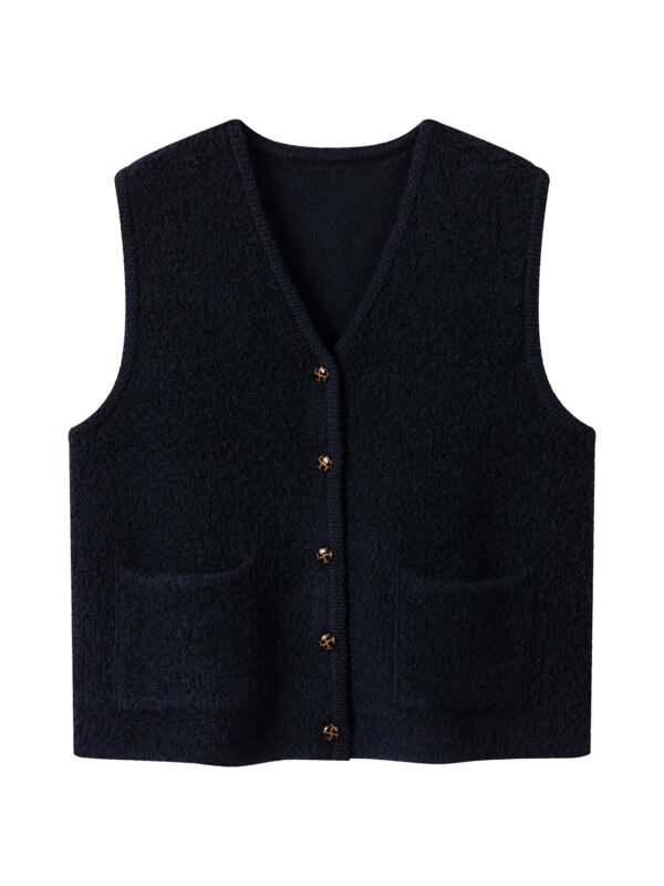WOOL BLEND BUTTON - FRONT VEST | 3 COLORS (Black, Navy, Ivory)