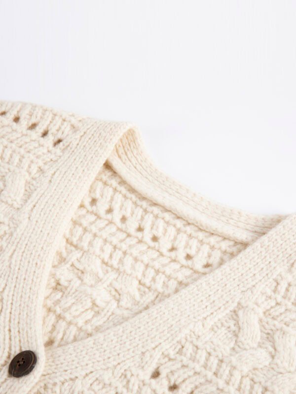 WOOL BLEND KNIT CROCHET VEST | IVORY & DARK GREY