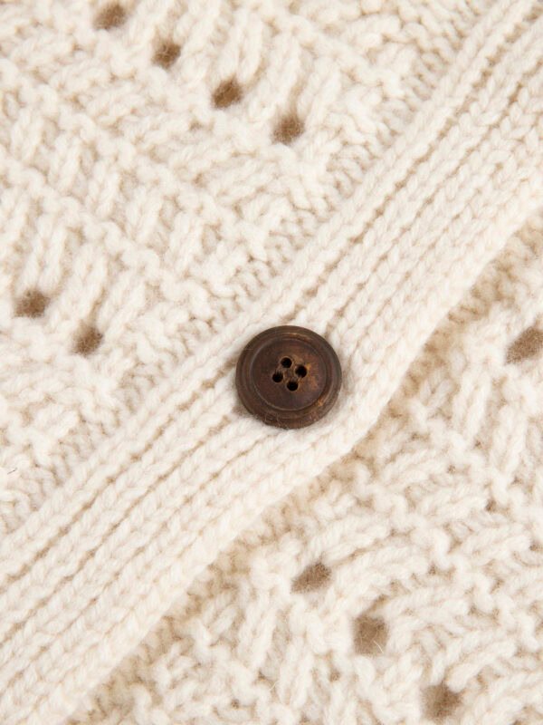 WOOL BLEND KNIT CROCHET VEST | IVORY & DARK GREY