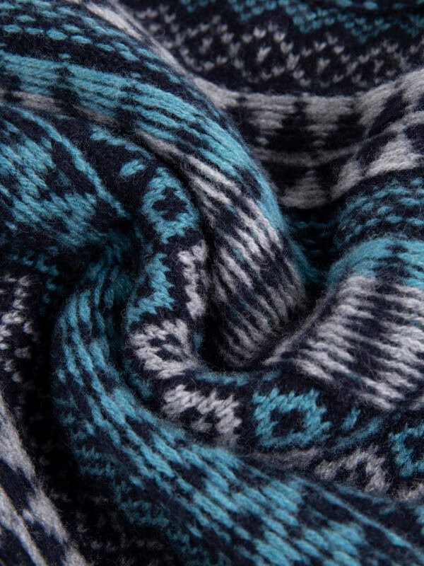 FAIR ISLE PATTERED WOOL BLEND CARDIGAN