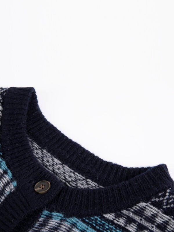 FAIR ISLE PATTERED WOOL BLEND CARDIGAN