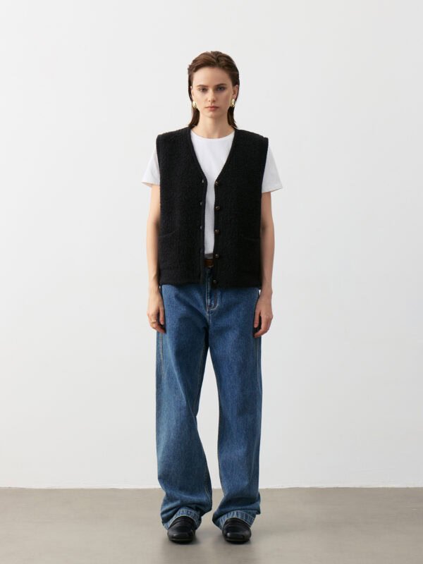WOOL BLEND BUTTON - FRONT VEST | 3 COLORS (Black, Navy, Ivory)