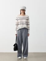 3-COLOR STRIPED CASHMERE BOAT NECK SWEATERS