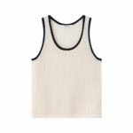 ivory & black trim cashmere tank top