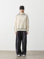 GOAT CASHMERE RICH BLACK & WHITE OVERSIZED-SLEEVE SWEATER
