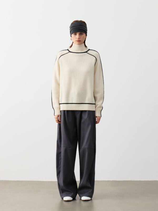 GOAT CASHMERE RICH BLACK & WHITE OVERSIZED-SLEEVE SWEATER