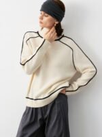 GOAT CASHMERE RICH BLACK & WHITE OVERSIZED-SLEEVE SWEATER