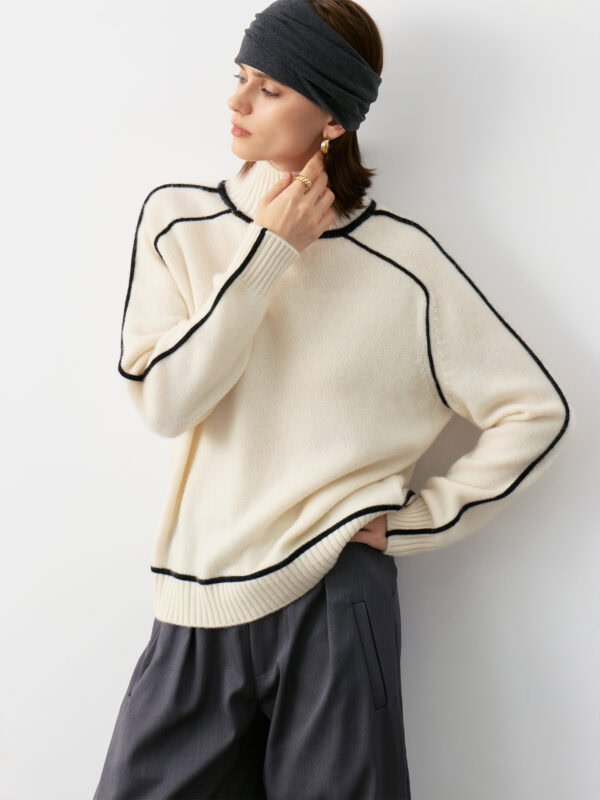 GOAT CASHMERE RICH BLACK & WHITE OVERSIZED-SLEEVE SWEATER