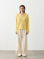 GOAT CASHMERE RICH HOODED SWEATER | DARK GREY, WHITE, SUNFLOWER YELLOW