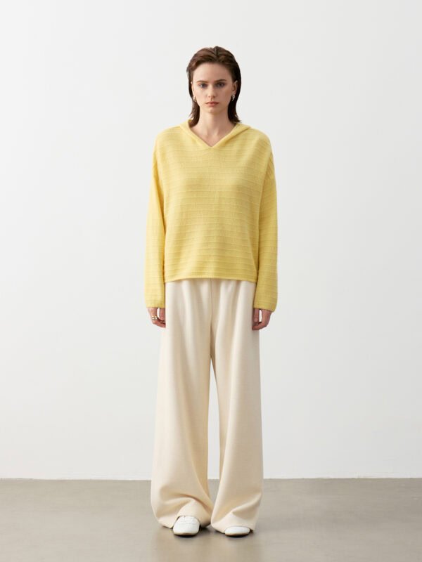 GOAT CASHMERE RICH HOODED SWEATER | DARK GREY, WHITE, SUNFLOWER YELLOW