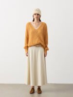 OVERSIZE LUXURY CASHMERE CABLE-KNIT SWEATER | VIBRANT ORANGE & CHARCOAL GREY & SOFT IVORY