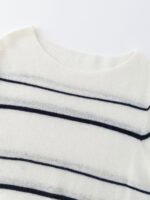 3-COLOR STRIPED CASHMERE BOAT NECK SWEATERS