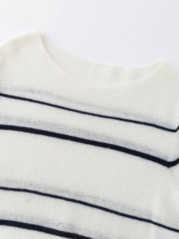 3-COLOR STRIPED CASHMERE BOAT NECK SWEATERS
