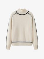 GOAT CASHMERE RICH BLACK & WHITE OVERSIZED-SLEEVE SWEATER