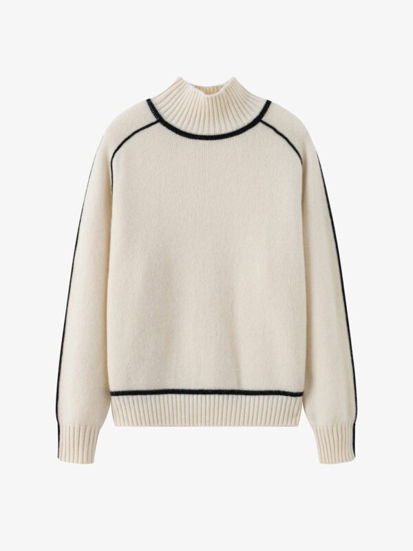 GOAT CASHMERE RICH BLACK & WHITE OVERSIZED-SLEEVE SWEATER