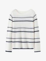 3-COLOR STRIPED CASHMERE BOAT NECK SWEATERS