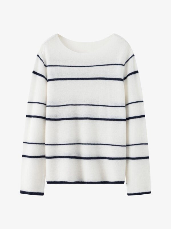 3-COLOR STRIPED CASHMERE BOAT NECK SWEATERS
