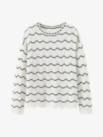 OVERSIZE IVORY BLACK WAVE OPENWORK CASHMERE SWEATER