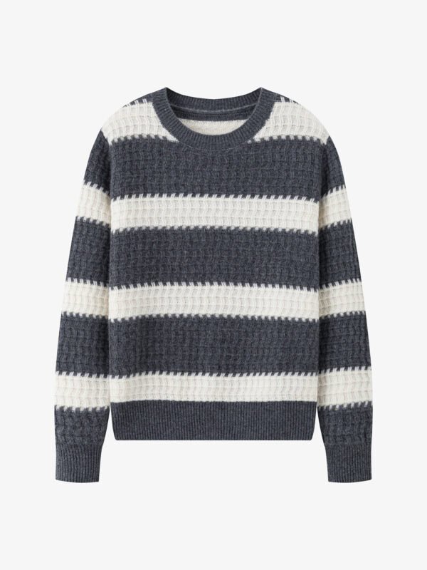 Textured Striped Luxury Cashmere Crew Neck Sweaters (3 Styles)
