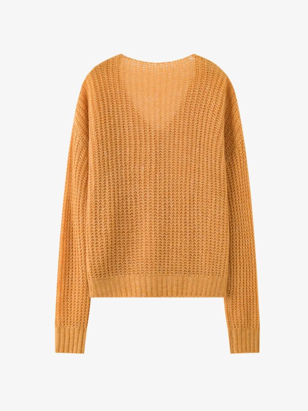 OVERSIZE LUXURY CASHMERE CABLE-KNIT SWEATER | VIBRANT ORANGE & CHARCOAL GREY & SOFT IVORY