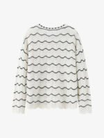OVERSIZE IVORY BLACK WAVE OPENWORK CASHMERE SWEATER