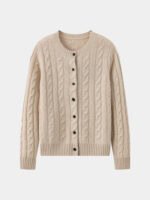 BEIGE FINE KNIT CASHMERE CARDIGAN
