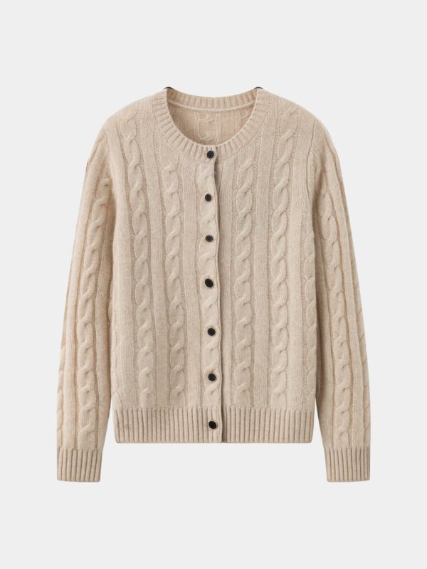 BEIGE FINE KNIT CASHMERE CARDIGAN