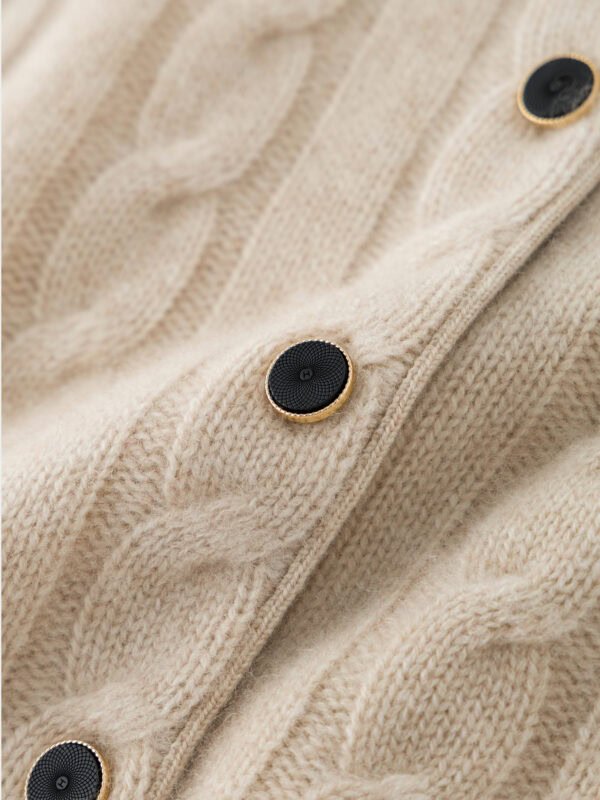 BEIGE FINE KNIT CASHMERE CARDIGAN