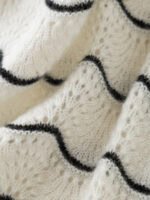 OVERSIZE IVORY BLACK WAVE OPENWORK CASHMERE SWEATER