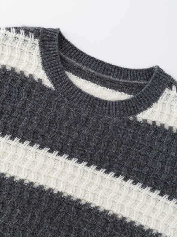 Textured Striped Luxury Cashmere Crew Neck Sweaters (3 Styles)