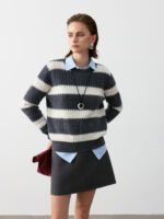 Textured Striped Luxury Cashmere Crew Neck Sweaters (3 Styles)