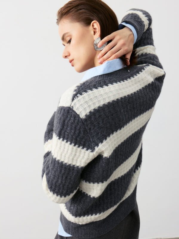Textured Striped Luxury Cashmere Crew Neck Sweaters (3 Styles)