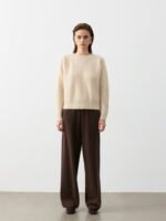 SOFT CASHMERE TOUCH CREW NECK SWEATER - BEIGE & CAMEL