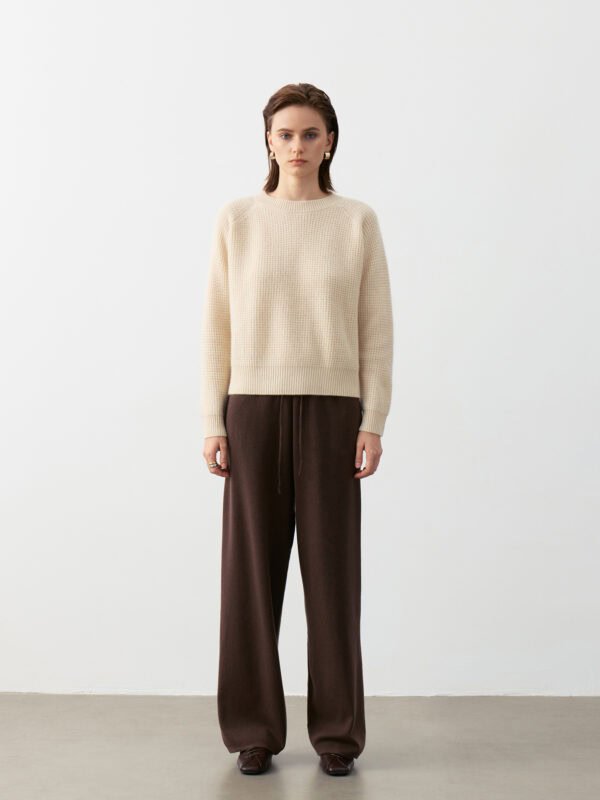 SOFT CASHMERE TOUCH CREW NECK SWEATER - BEIGE & CAMEL