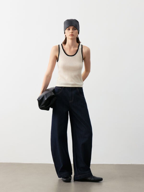 WOMEN'S CASHMERE TANK TOP | CONTRAST TRIM (IVORY/BLACK, BLACK/IVORY)