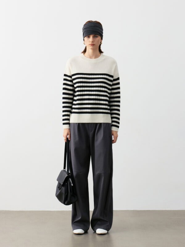 LUXURY CASHMERE STRIPED LUXURY SWEATER