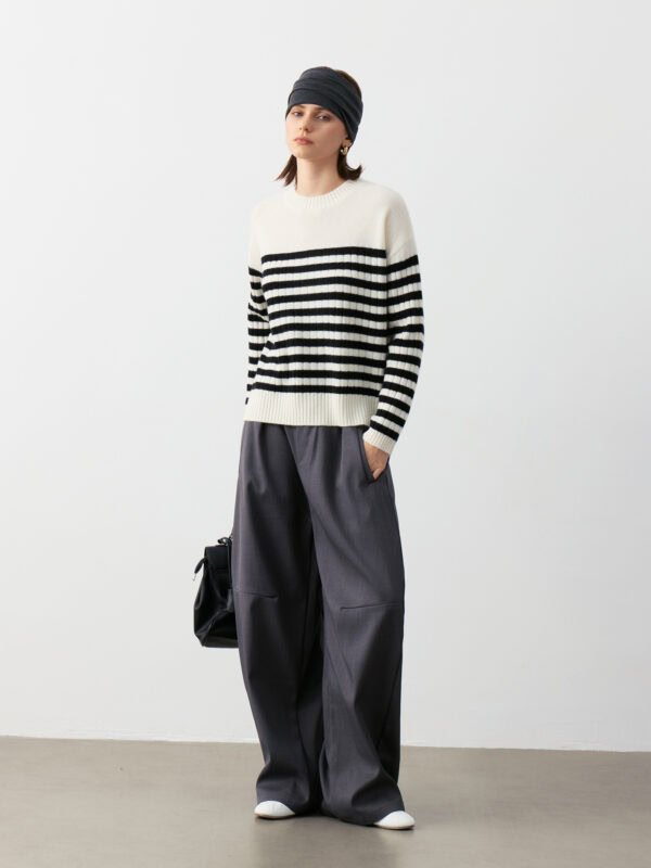 LUXURY CASHMERE STRIPED LUXURY SWEATER