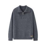 charcoal grey half-zip cashmere sweater