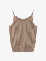 GOAT CASHMERE RICH V-NECK RIBBED CAMISOLE | TAUPE BROWN & IVORY WHITE