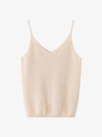 GOAT CASHMERE RICH FABRIC V-NECK CAMISOLE | JET BLACK & SOFT CREAM