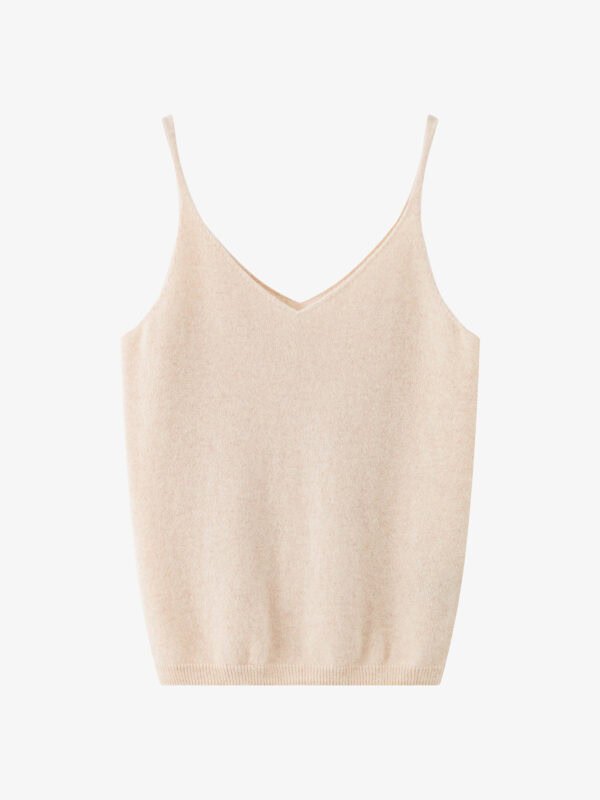 GOAT CASHMERE RICH FABRIC V-NECK CAMISOLE | JET BLACK & SOFT CREAM