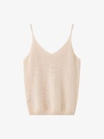 GOAT CASHMERE RICH FABRIC V-NECK CAMISOLE | JET BLACK & SOFT CREAM