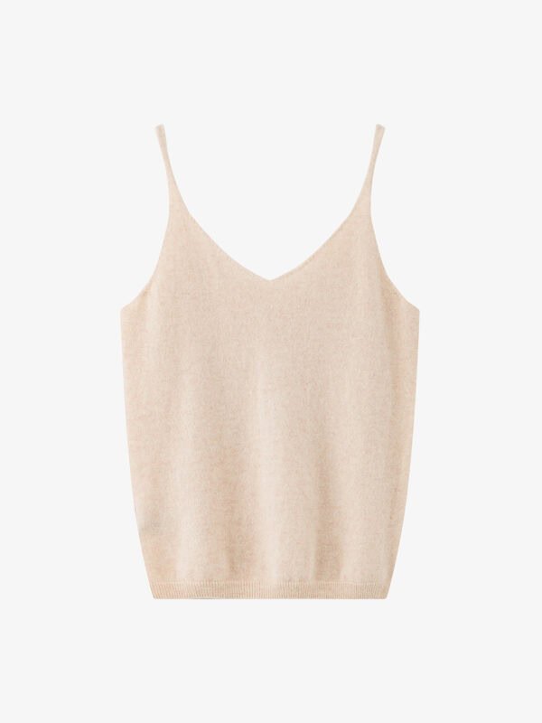 GOAT CASHMERE RICH FABRIC V-NECK CAMISOLE | JET BLACK & SOFT CREAM