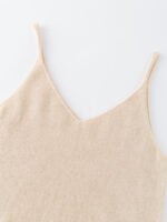 GOAT CASHMERE RICH FABRIC V-NECK CAMISOLE | JET BLACK & SOFT CREAM