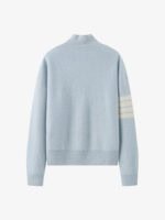 GOAT CASHMERE SPORTY ZIP-UP CARDIGAN | LIGHT BLUE WITH CREAM STRIPES