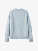 PREMIUM GOAT CASHMERE CABLE-KNIT ZIP-UP CARDIGAN | LIGHT BLUE