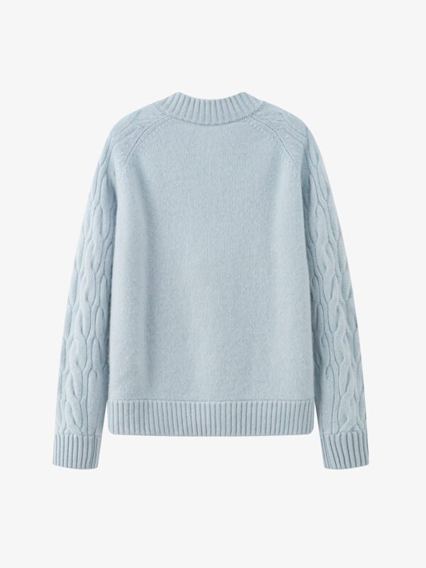 PREMIUM GOAT CASHMERE CABLE-KNIT ZIP-UP CARDIGAN | LIGHT BLUE