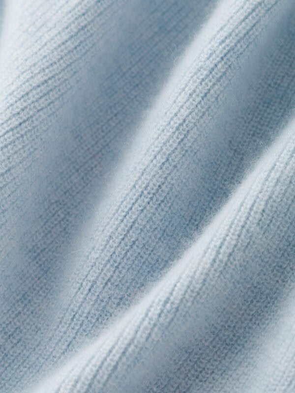 GOAT CASHMERE SPORTY ZIP-UP CARDIGAN | LIGHT BLUE WITH CREAM STRIPES