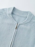 PREMIUM GOAT CASHMERE CABLE-KNIT ZIP-UP CARDIGAN | LIGHT BLUE
